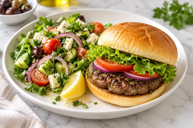 Beef Burger (Potato or Brown Bun) (illustrative image)