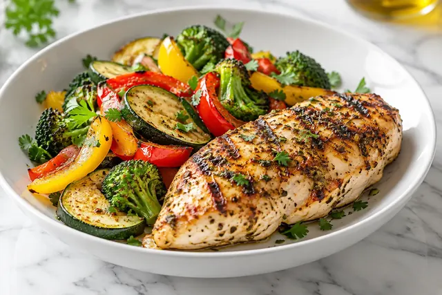 Grilled Chicken with Sauteed Vegetables (illustrative image)