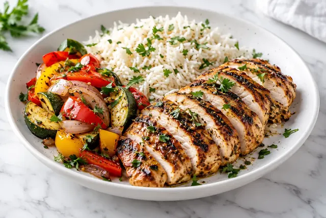 Grilled Chicken with White Rice (illustrative image)