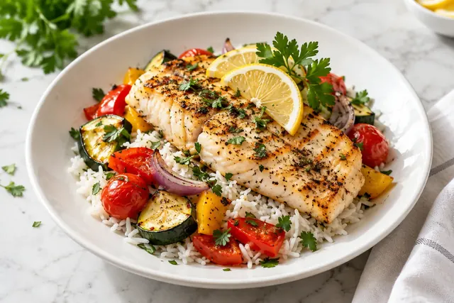 Grilled Fish with White Rice (illustrative image)