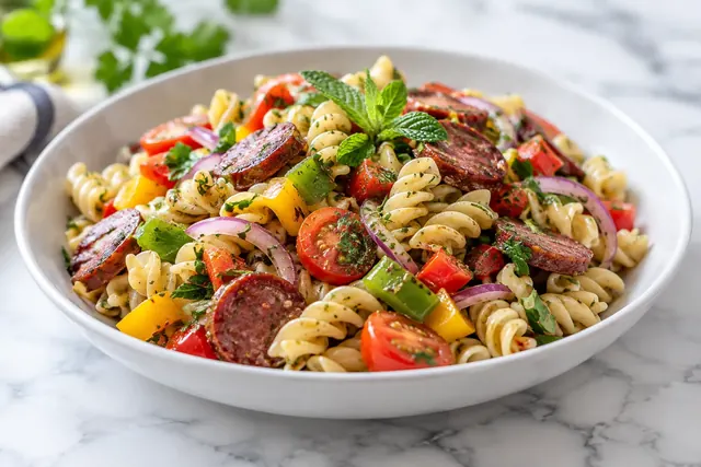Pasta Salad with Sujuk (illustrative image)
